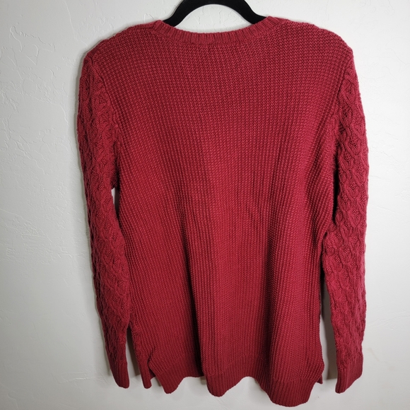 Jeanne Pierre Dark Red Cable Knit Sweater - Picture 2 of 4